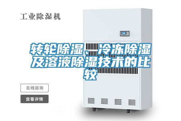 轉輪除濕、冷凍除濕及溶液除濕技術的比較