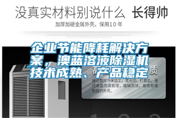 企業節能降耗解決方案，澳藍溶液除濕機技術成熟、產品穩定