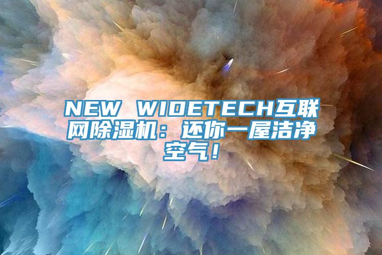 NEW WIDETECH互聯網除濕機：還你一屋潔凈空氣！